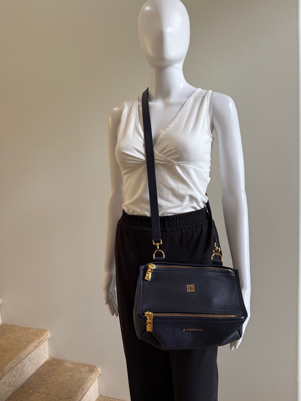 GIVENCHY Sugar Goatskin Mini Pandora Crossbody Bag Handbag, Navy Blue - Picture 11 of 12
